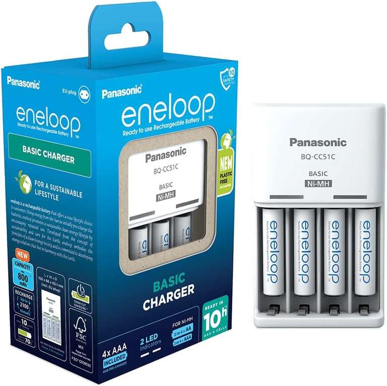 Mínimo histórico: Cargador Panasonic Eneloop (para pilas AA/AAA) + 4 Pilas Recargables AA…