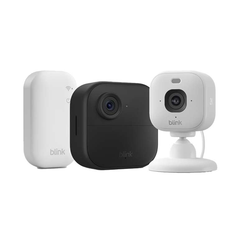 Blink Outdoor 4 Cámara + Blink Mini 2K+ Cámara (Blanco), Sync Module Core incluido